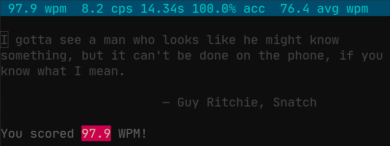 screenshot of wpm with 97.9 WPM